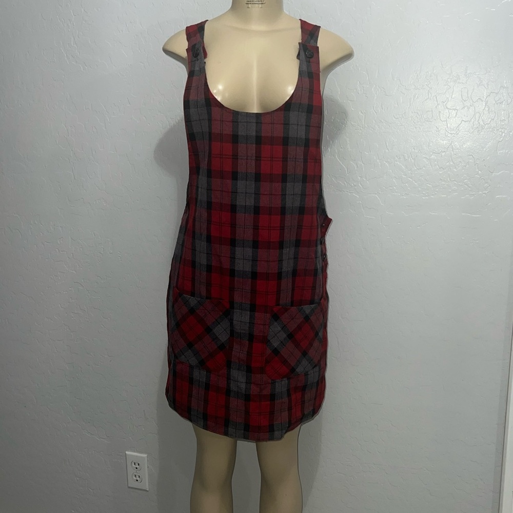 New Star Plaid Dress Overalls size Medium